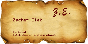 Zacher Elek névjegykártya